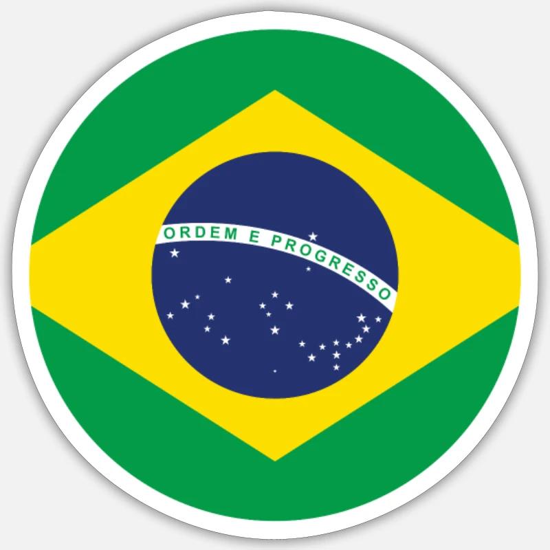 Brésil Drapeau brésilien - Sticker taille S (10 x 10 cm) - blanc mat