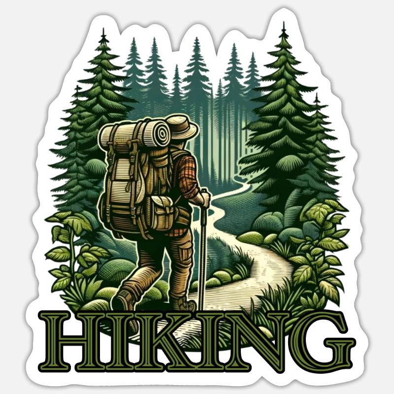 Wandern Abenteuer Bergsteigen - Sticker Größe S (10 x 10 cm) - Mattweiß