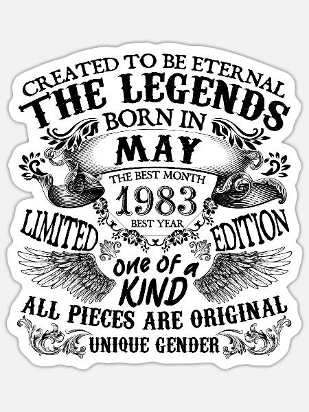 Geburtstag 1983 Mai 1983 geboren im Mai 1983 - Sticker Größe S (10 x 10 cm) - Mattweiß