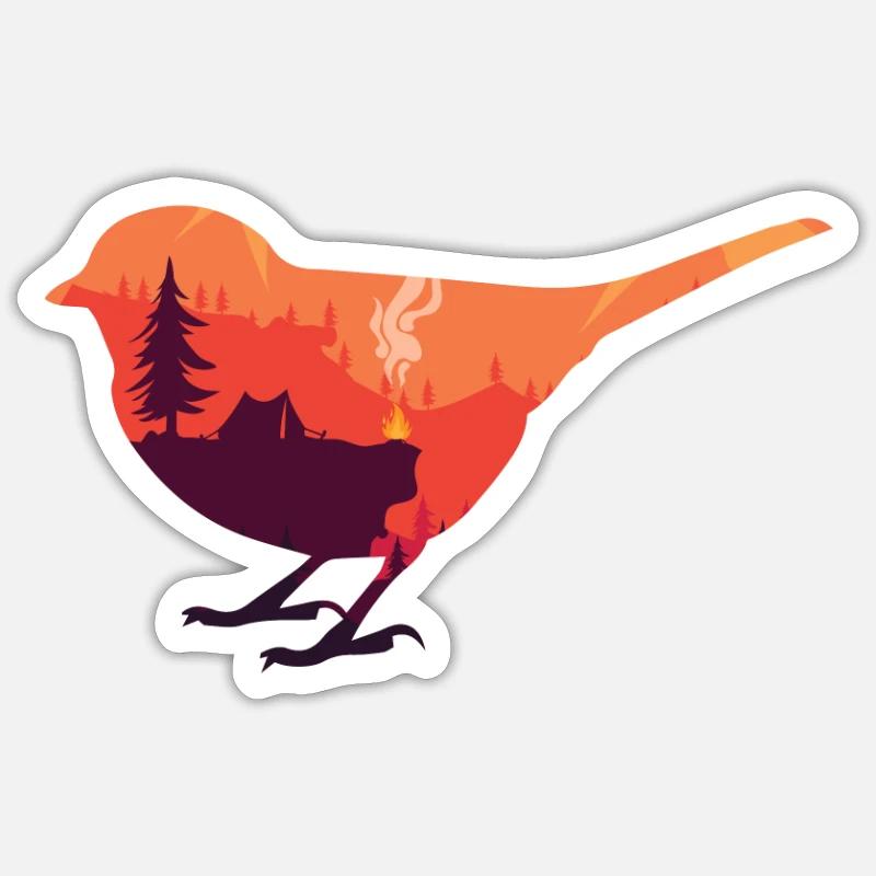 Oiseaux et randonnée - Sticker taille S (10 x 10 cm) - blanc mat
