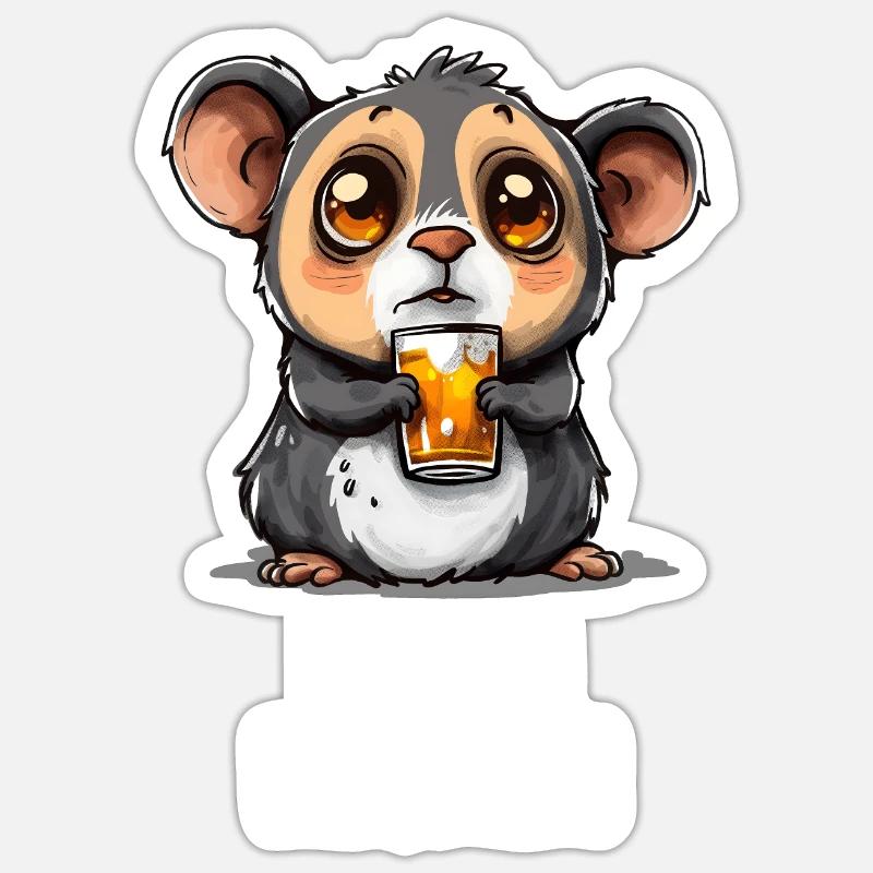 Lecker Bierchen Sad Hamster Meme Bier Alkohol Sticker Größe S (10 x 10 cm)