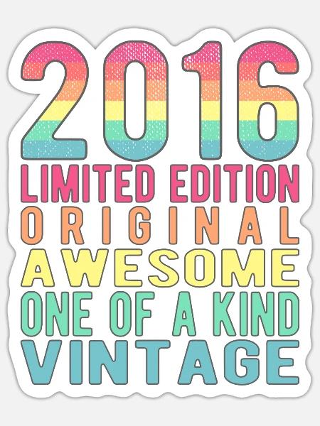 Limited Edition seit 2016 Geburtstag Vintage 2016 - Sticker Größe S (10 x 10 cm) - Mattweiß