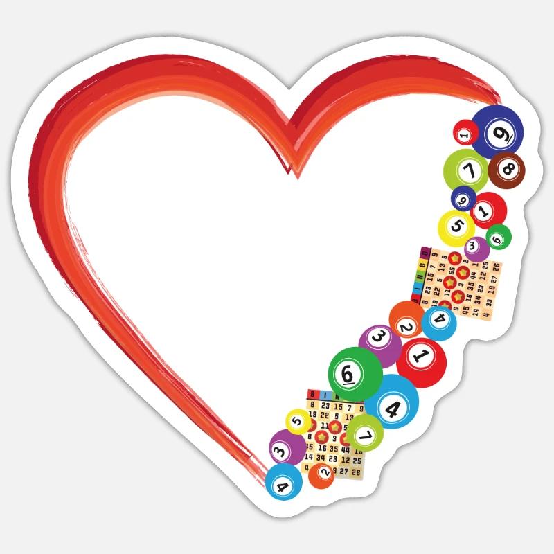 Bingo Player Heart - Sticker Größe S (10 x 10 cm) - Mattweiß