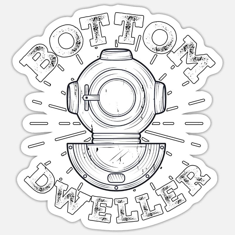 Bottom Dweller Berufstaucher Tieftauchen Sticker Größe S (10 x 10 cm)