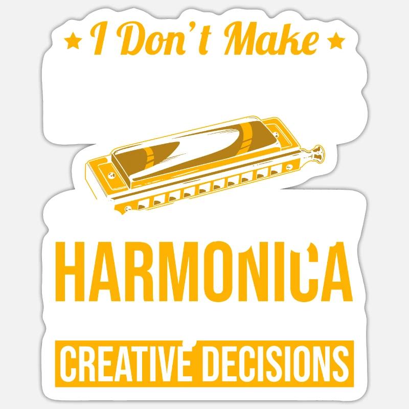 Jouer de l’harmonica cadeau - Sticker taille S (10 x 10 cm) - blanc mat
