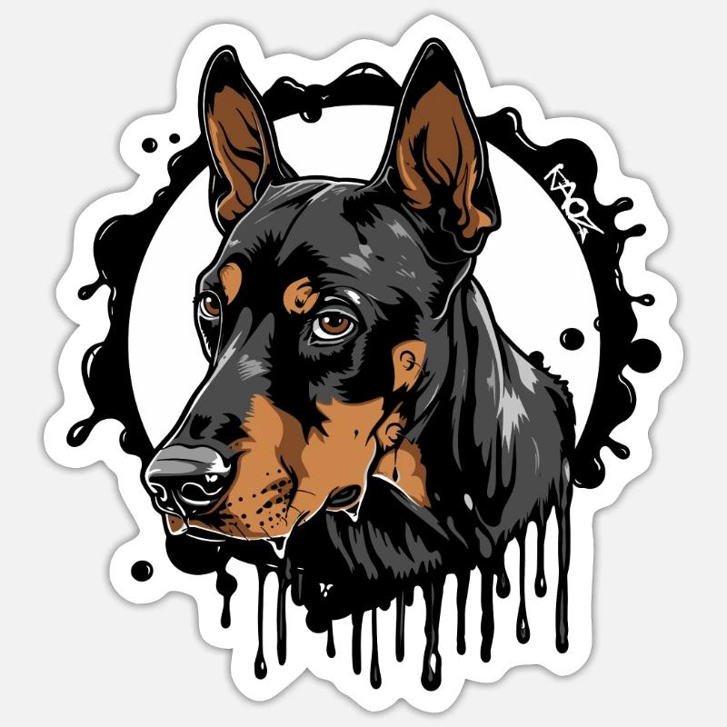 Dobermann Hund: Hundebesitzer - Sticker Größe S (10 x 10 cm) - Mattweiß