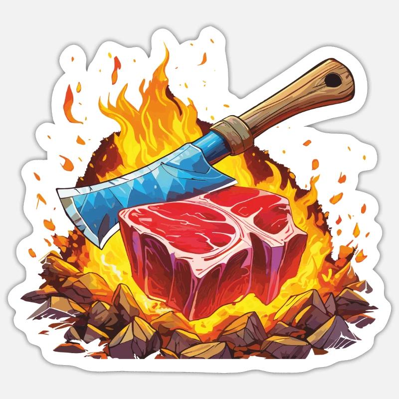 GRILLING STEAK - Sticker size S (10 x 10 cm) - white matte