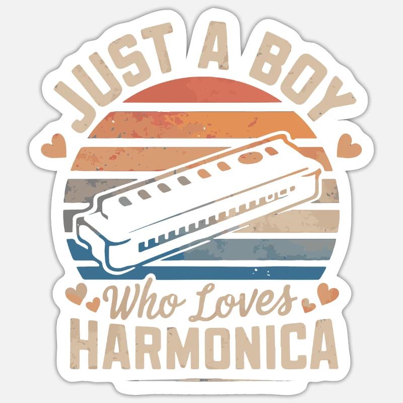 Harmonica Playing Gift - Sticker size S (10 x 10 cm) - white matte