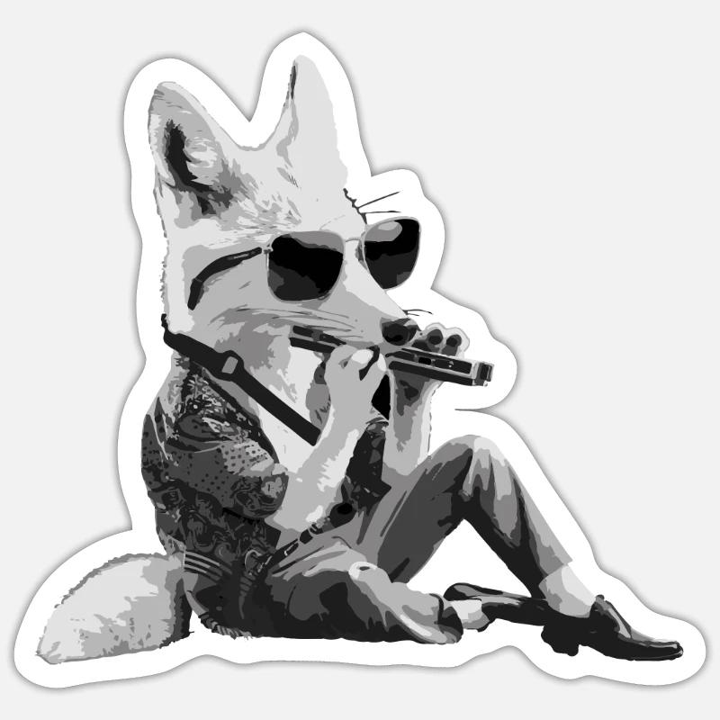 Cadeau de jeu d’harmonica Fox - Sticker taille S (10 x 10 cm) - blanc mat
