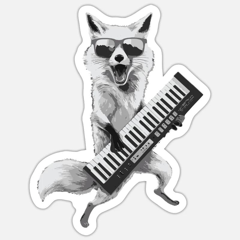 Fox Keytar Keyboard Gift Sticker size S (10 x 10 cm)