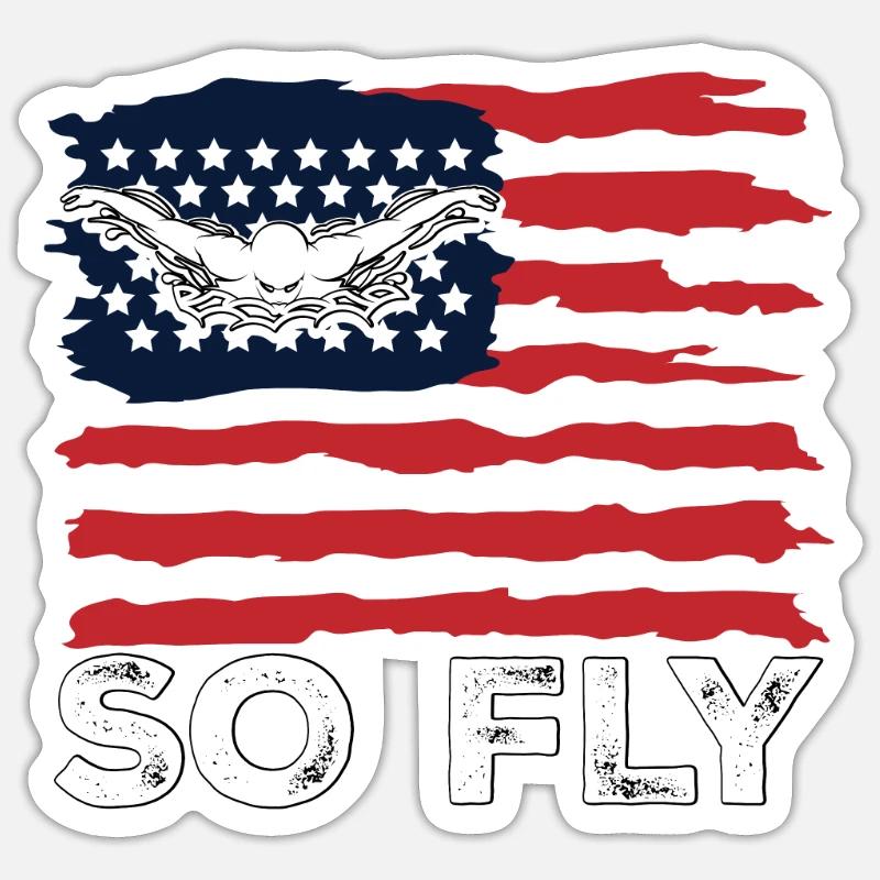 So Fly USA Papillon Natation Sticker taille S (10 x 10 cm)