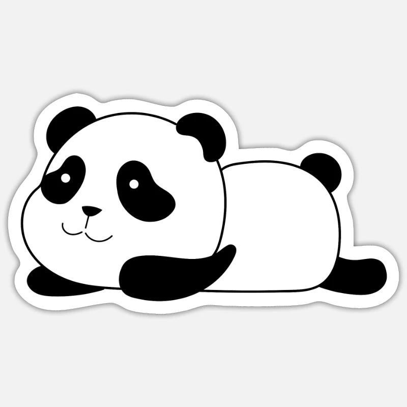 fauler Panda - Sticker Größe S (10 x 10 cm) - Mattweiß