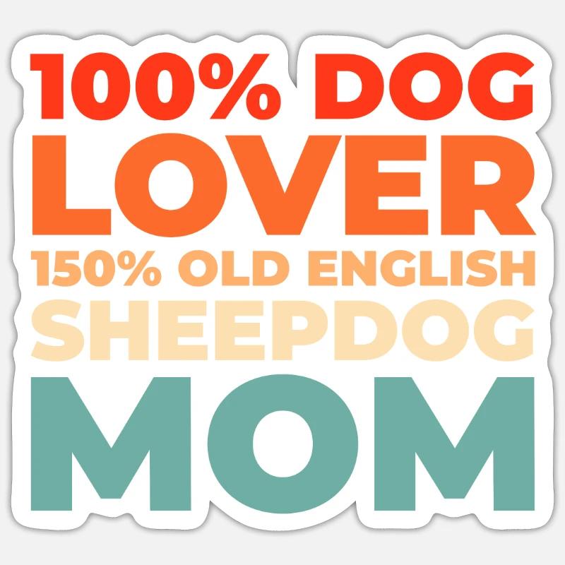 Vieux berger anglais Bobtail - Sticker taille S (10 x 10 cm) - blanc mat