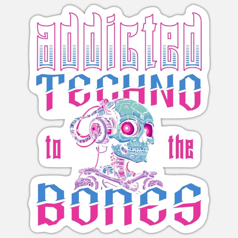 Techno Raver - Sticker taille S (10 x 10 cm) - blanc mat