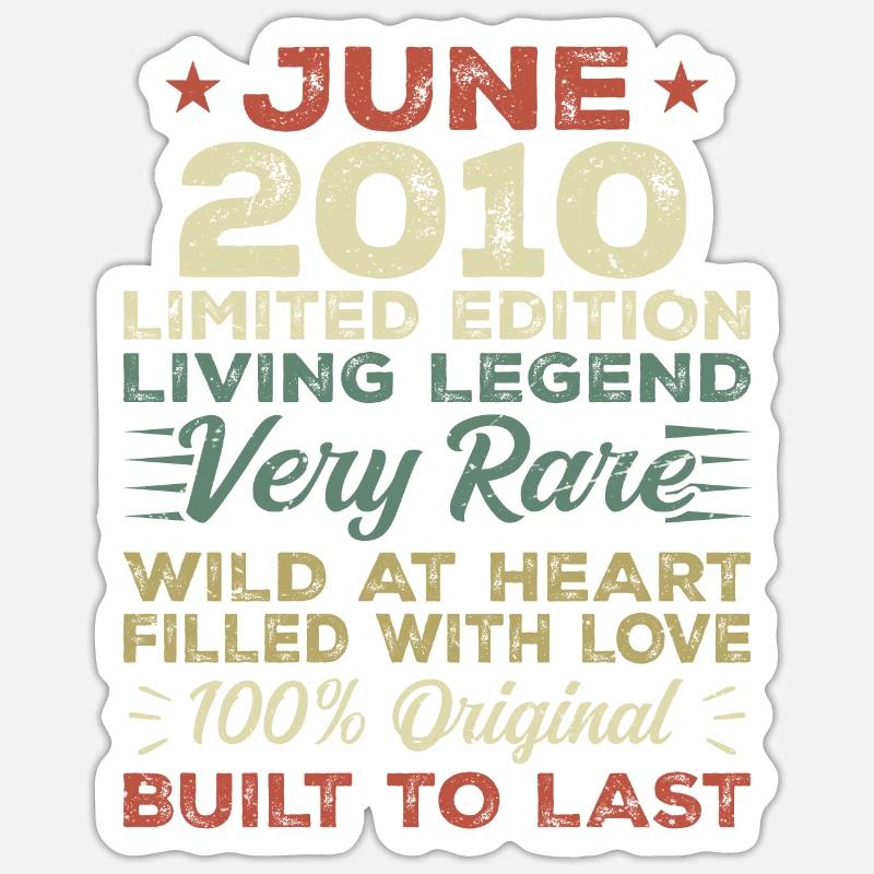 Juni 2010 Geburtstag Juni 2010 Geschenk Juni 2010 - Sticker Größe S (10 x 10 cm) - Mattweiß
