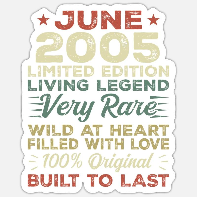 Juni 2005 Geburtstag Juni 2005 Geschenk Juni 2005 - Sticker Größe S (10 x 10 cm) - Mattweiß