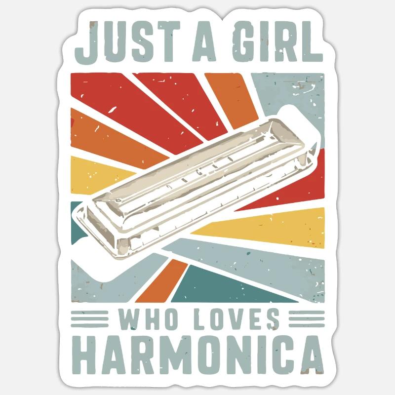 Harmonica Playing Gift - Sticker size S (10 x 10 cm) - white matte