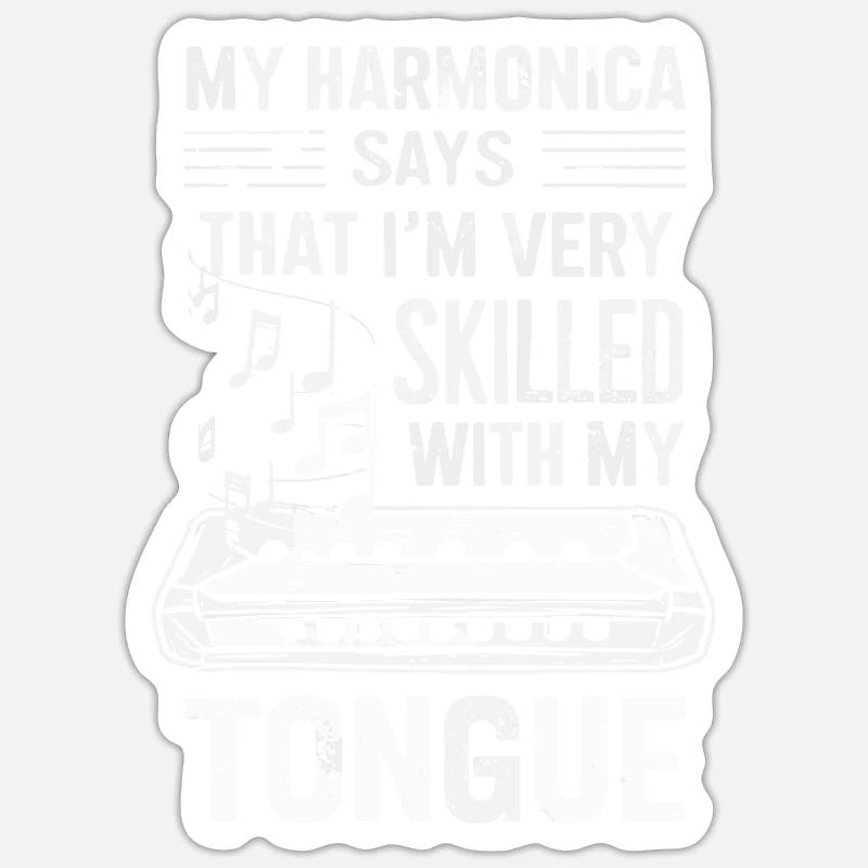 Harmonica Playing Gift - Sticker size S (10 x 10 cm) - white matte