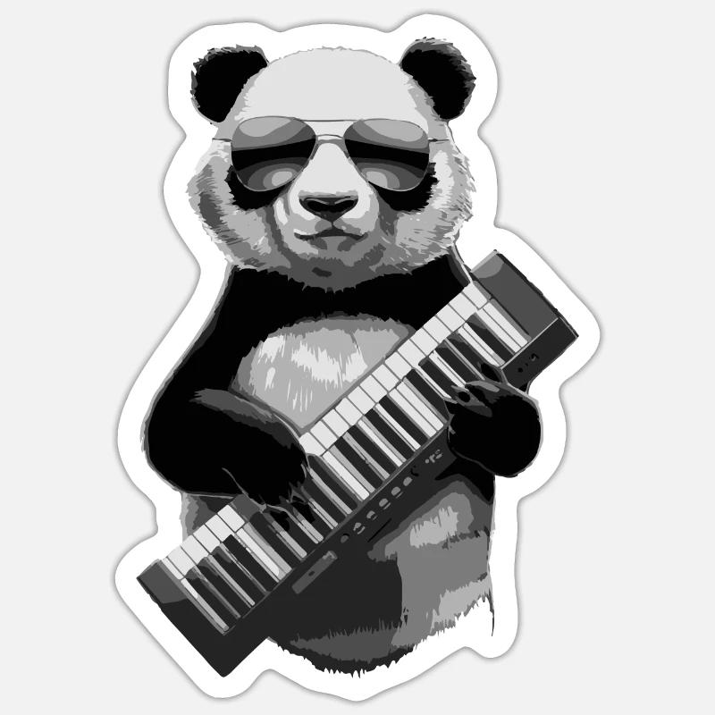 Panda Keytar Keyboard Gift Sticker size S (10 x 10 cm)