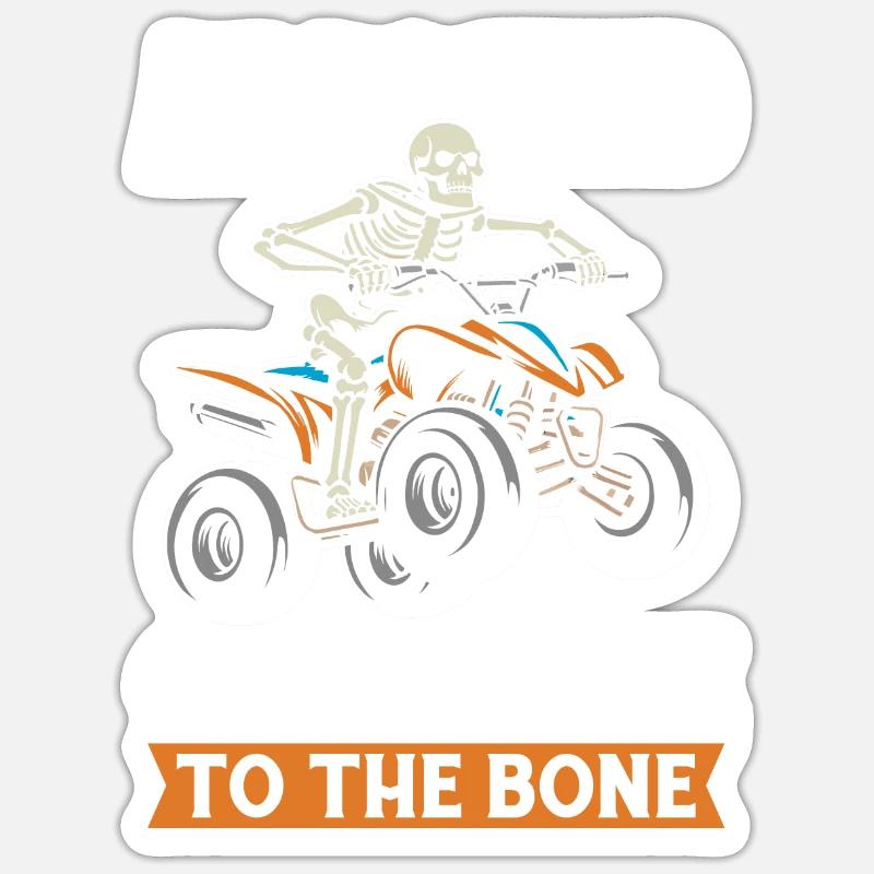 Quad Squelette - Sticker taille S (10 x 10 cm) - blanc mat