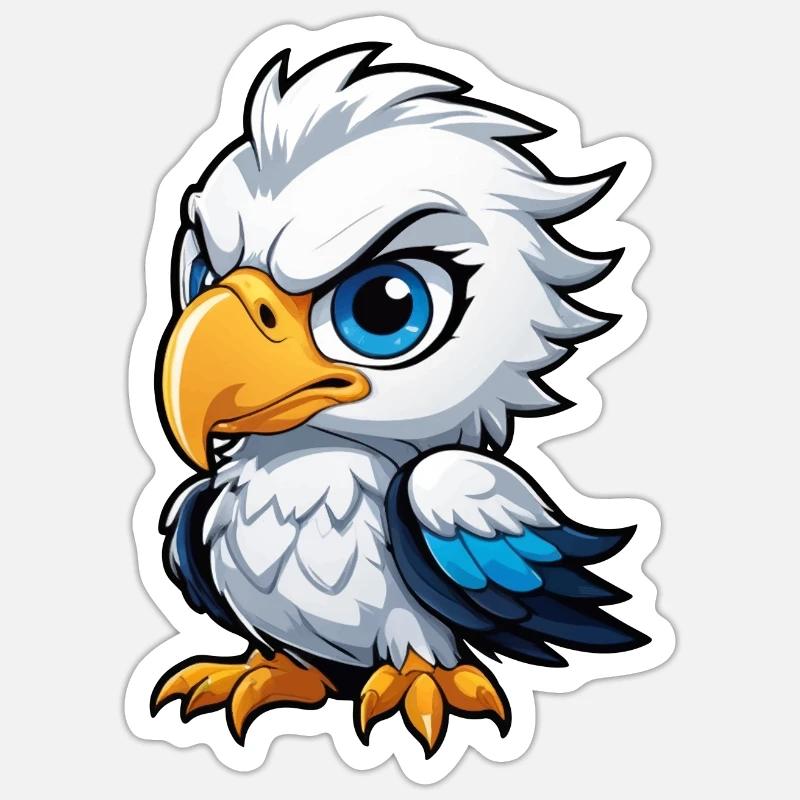 Poussin aigle effronté - Sticker taille S (10 x 10 cm) - blanc mat