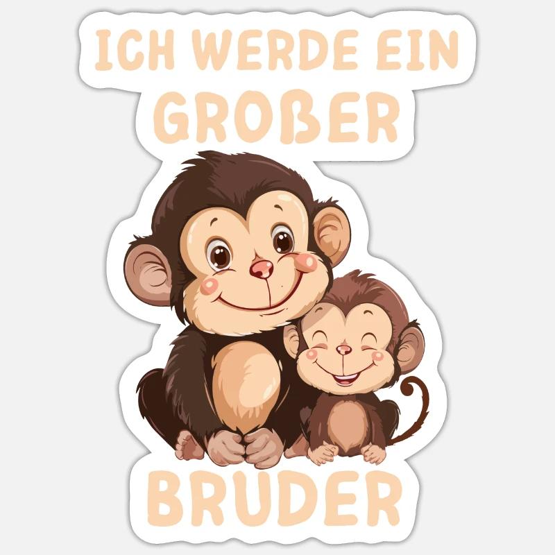 Ich werde ein großer Bruder Affe Sticker Größe S (10 x 10 cm)
