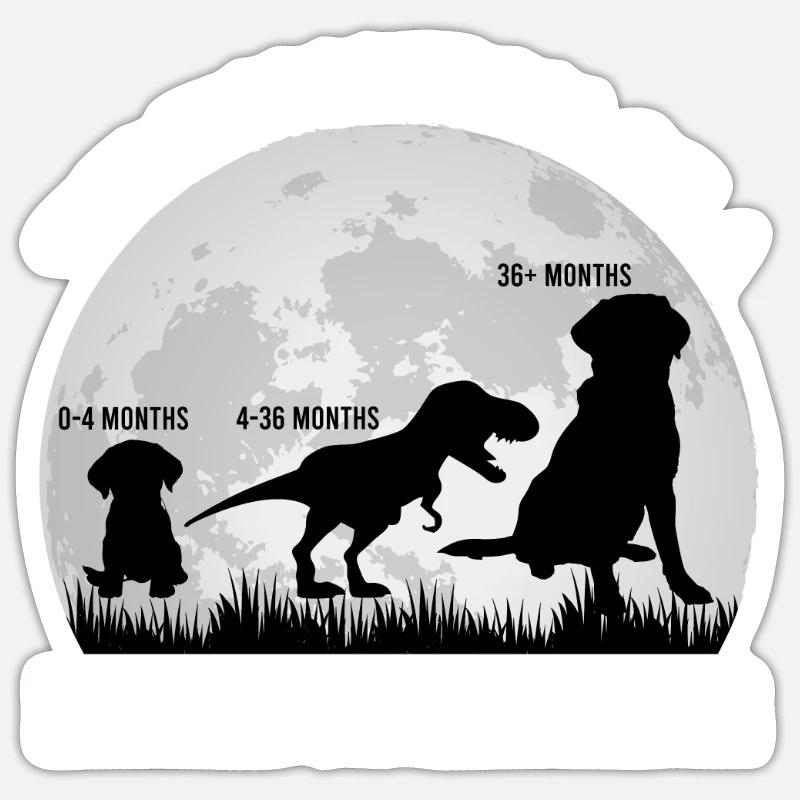 Fan du Labrador L'ÉVOLUTION D'UN Dino LABRADOR Sticker taille S (10 x 10 cm)