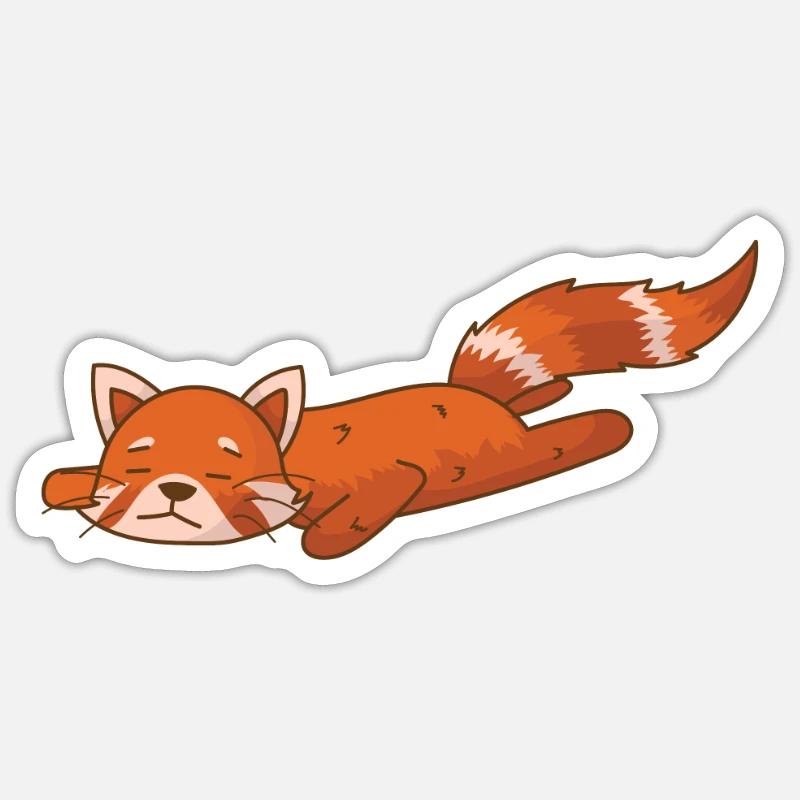 Panda roux ours chat bambou - Sticker taille S (10 x 10 cm) - blanc mat