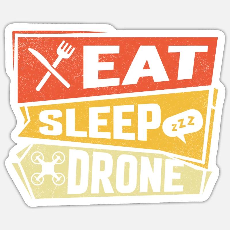 Manger Sommeil Drone - Sticker taille S (10 x 10 cm) - blanc mat