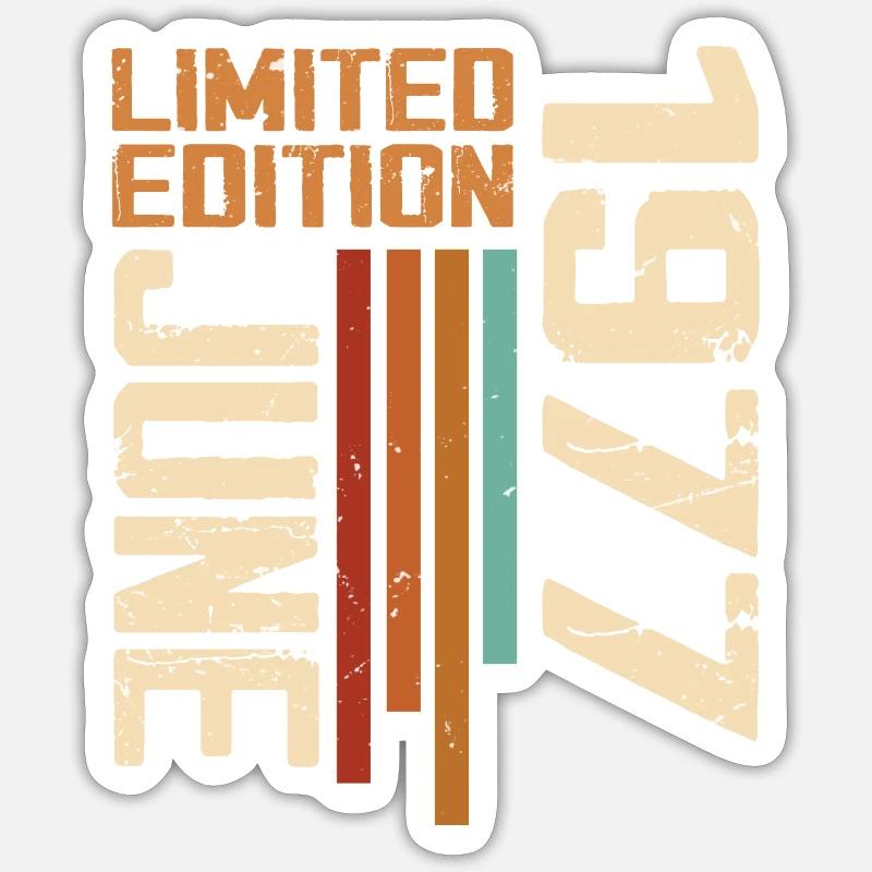 Juni 1977 Geburtstagsgeschenk Juni 1977 Retro 1977 - Sticker Größe S (10 x 10 cm) - Mattweiß