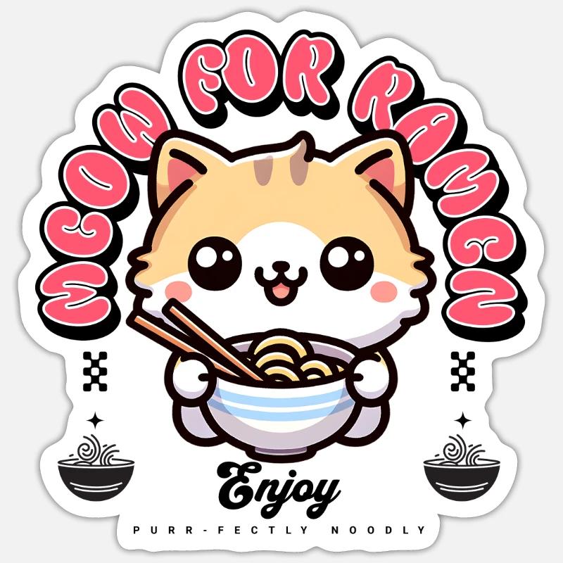 Ramen Chat Sticker taille S (10 x 10 cm)