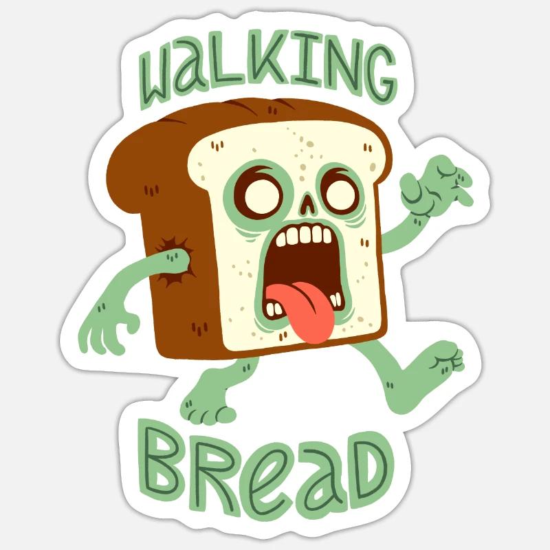 Zombie Bread: Walking Bread - Sticker size S (10 x 10 cm) - white matte