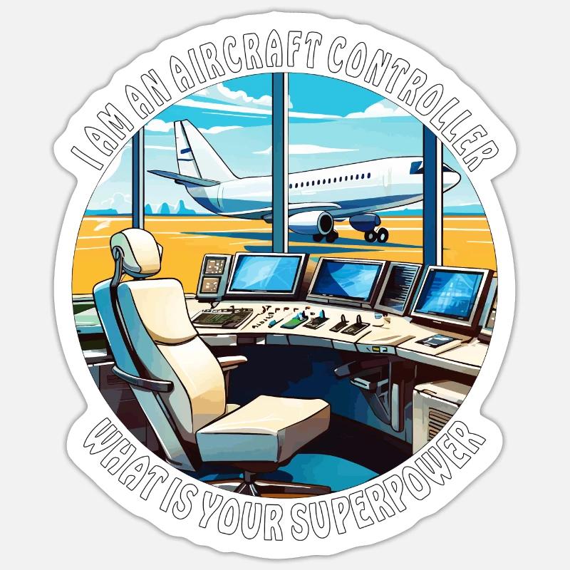 I AM AN AIRCRAFT CONTROLLER - Sticker Größe S (10 x 10 cm) - Mattweiß