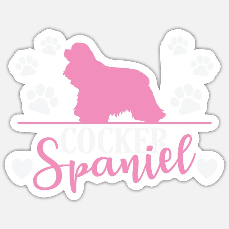 Cocker Spaniel with Paw Print - Sticker size S (10 x 10 cm) - white matte