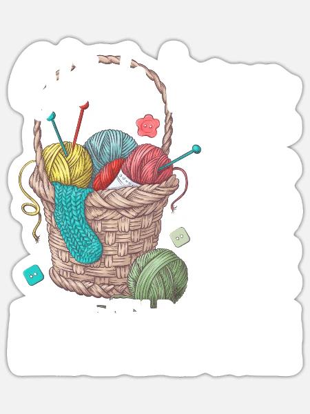Nadeln Handarbeit Wolle Hobby Stricken Rente - Sticker Größe S (10 x 10 cm) - Mattweiß