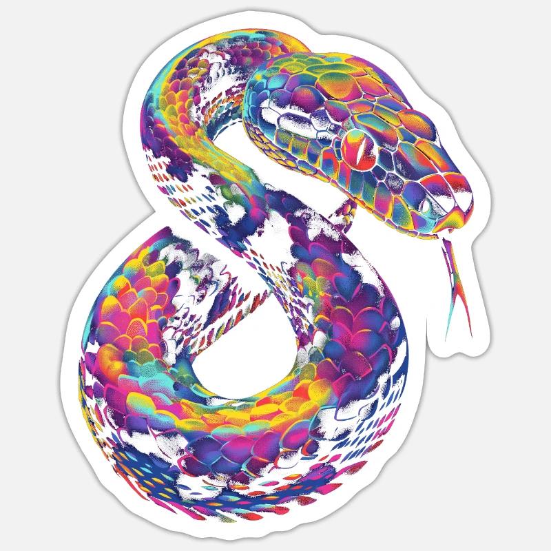 Kugelpython Schlange Pop Art - Sticker Größe S (10 x 10 cm) - Mattweiß