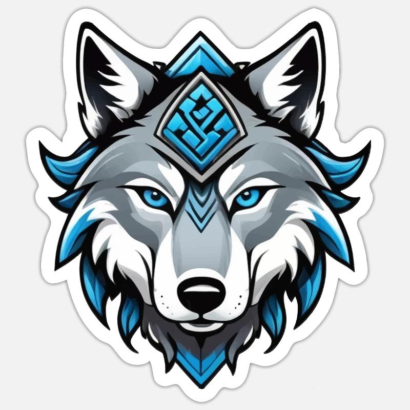 Le loup d’Odin - Sticker taille S (10 x 10 cm) - blanc mat