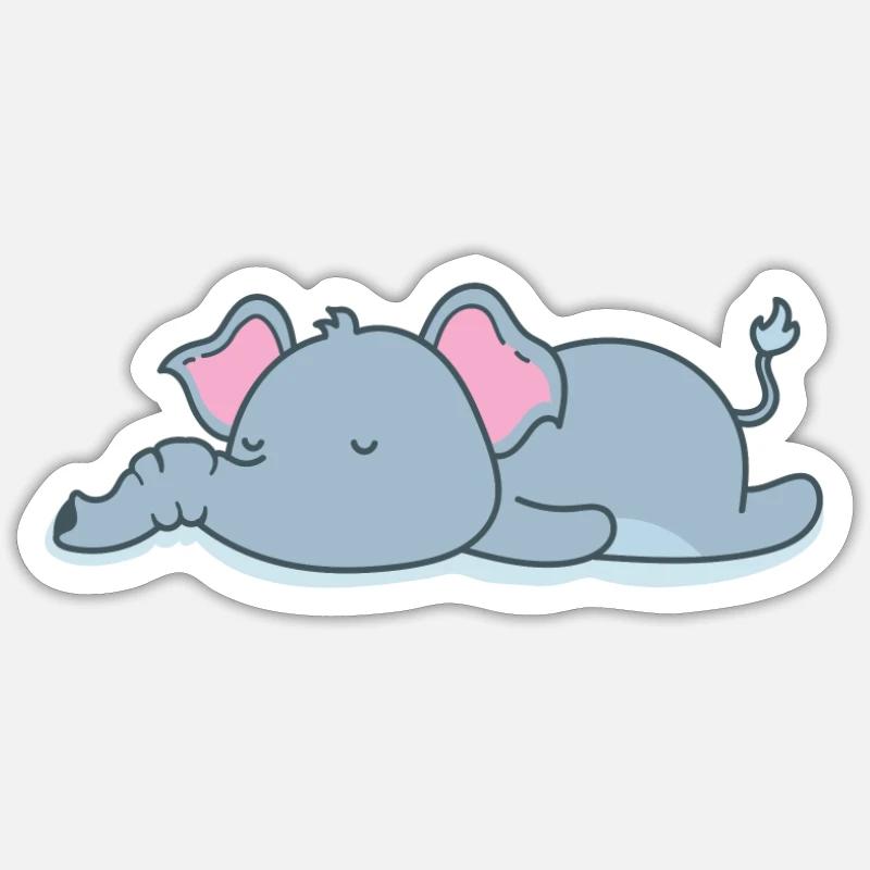 sleeping elephant - Sticker size S (10 x 10 cm) - white matte