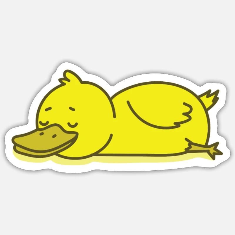 canard endormi - Sticker taille S (10 x 10 cm) - blanc mat