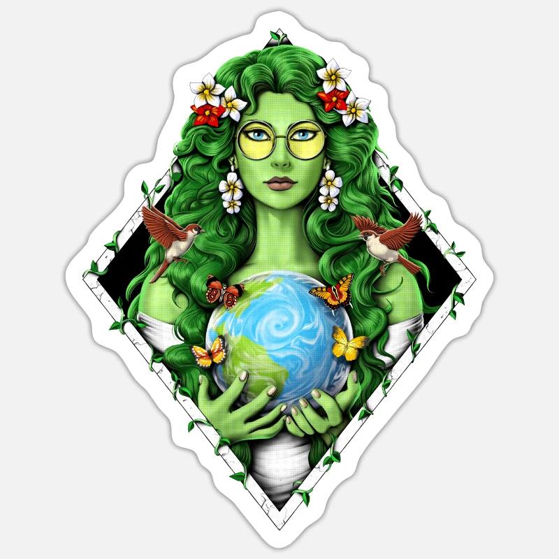 Gaia Mutter Erde Göttin - Sticker Größe S (10 x 10 cm) - Mattweiß