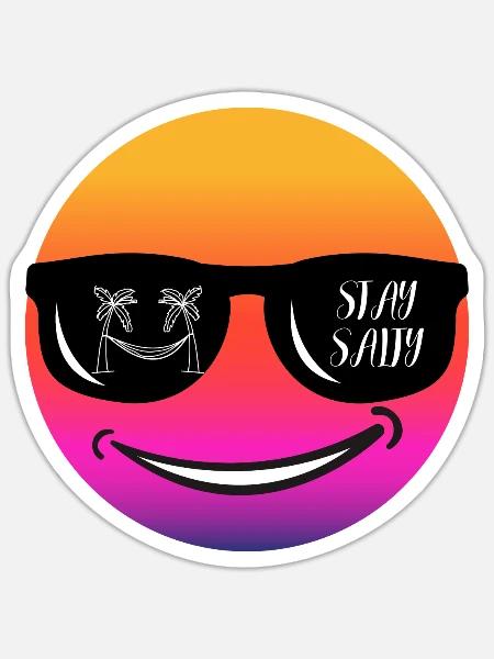 Beach Vibes Stay Salty Gesicht Sonnenbrille - Sticker Größe S (10 x 10 cm) - Mattweiß