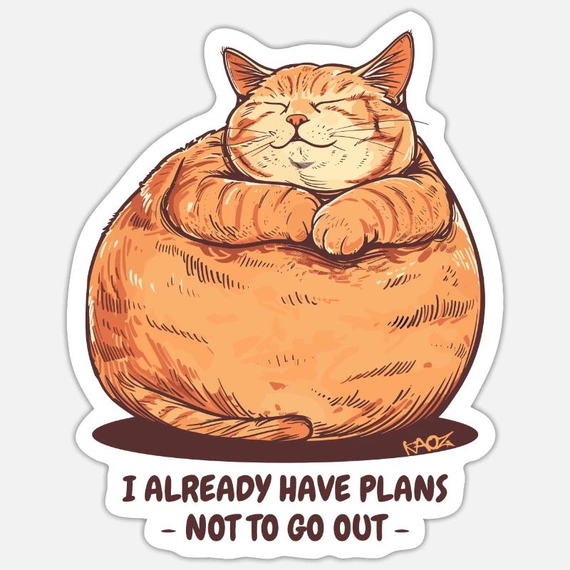 Ein sehr pummeliger, fetter Kater mit einem Plan - Sticker Größe S (10 x 10 cm) - Mattweiß