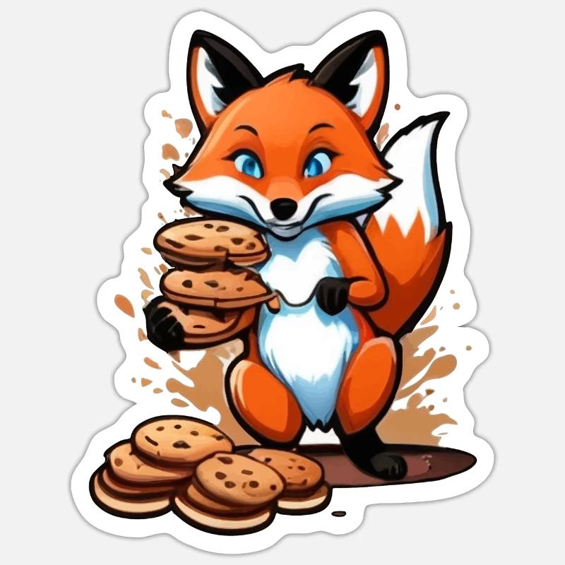 Fox & Cookie Delight - Sticker Größe S (10 x 10 cm) - Mattweiß