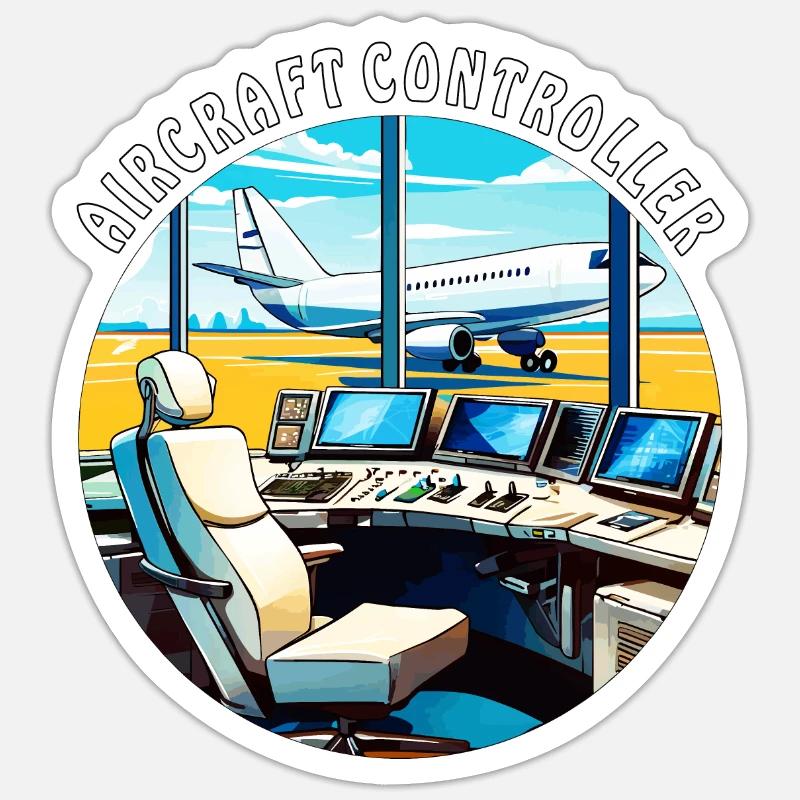 AIRCRAFT CONTROLLER - Sticker size S (10 x 10 cm) - white matte