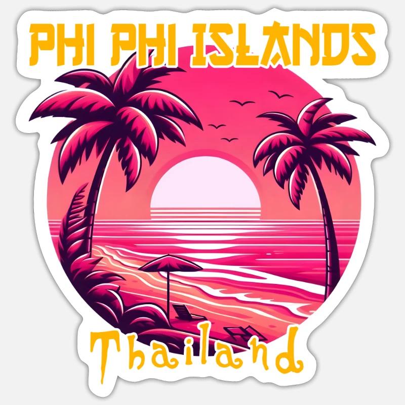Coucher de soleil sur les îles Phi Phi Sticker taille S (10 x 10 cm)