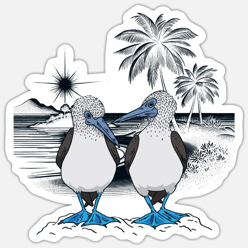 Fou à pieds bleus - Sticker taille S (10 x 10 cm) - blanc mat