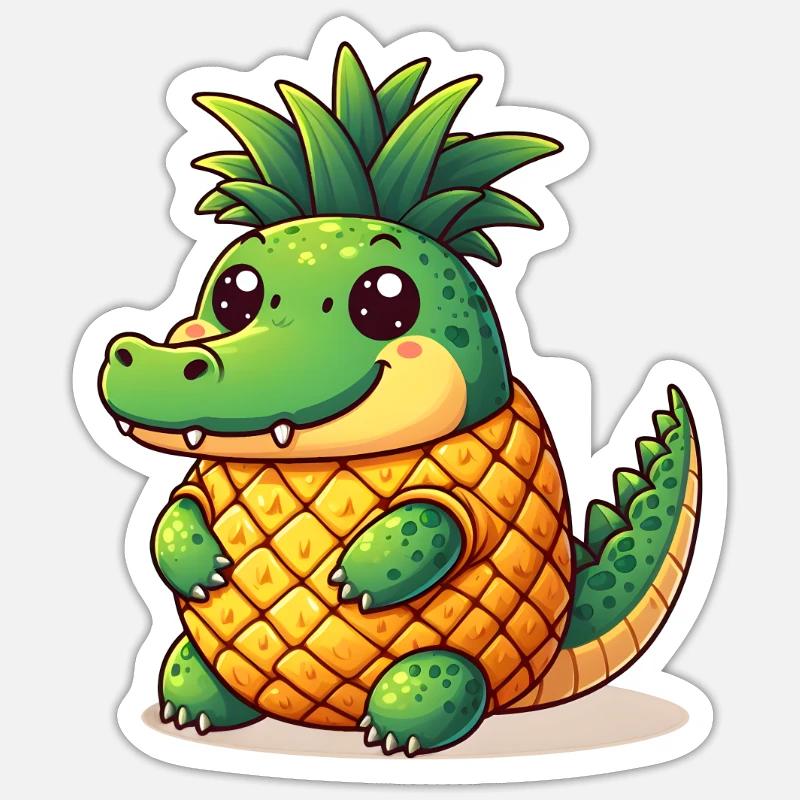 Ananas Crocodile - Sticker taille S (10 x 10 cm) - blanc mat