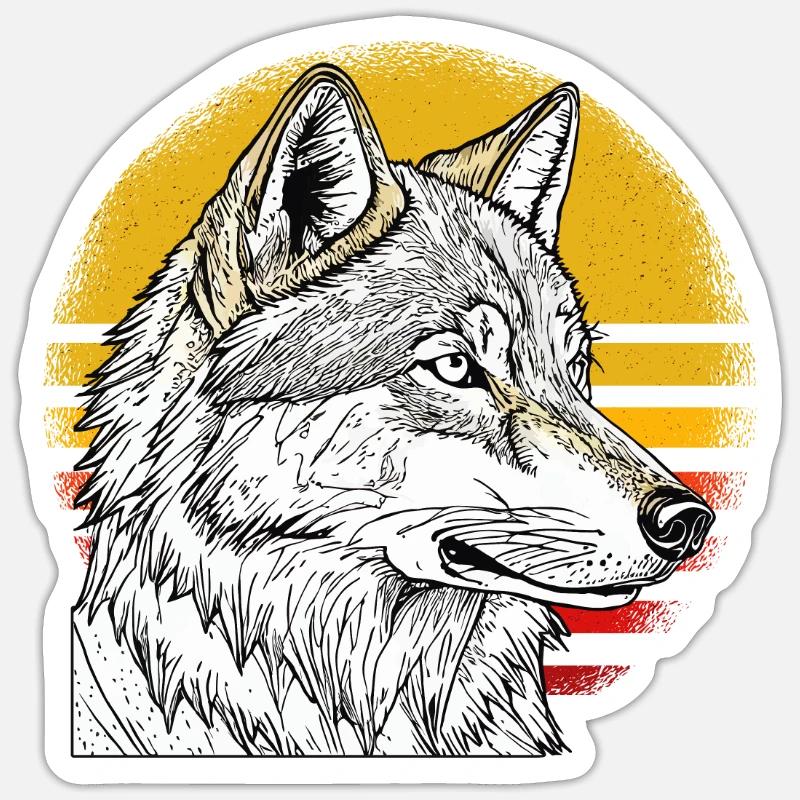 LOUP SUN - Sticker taille S (10 x 10 cm) - blanc mat