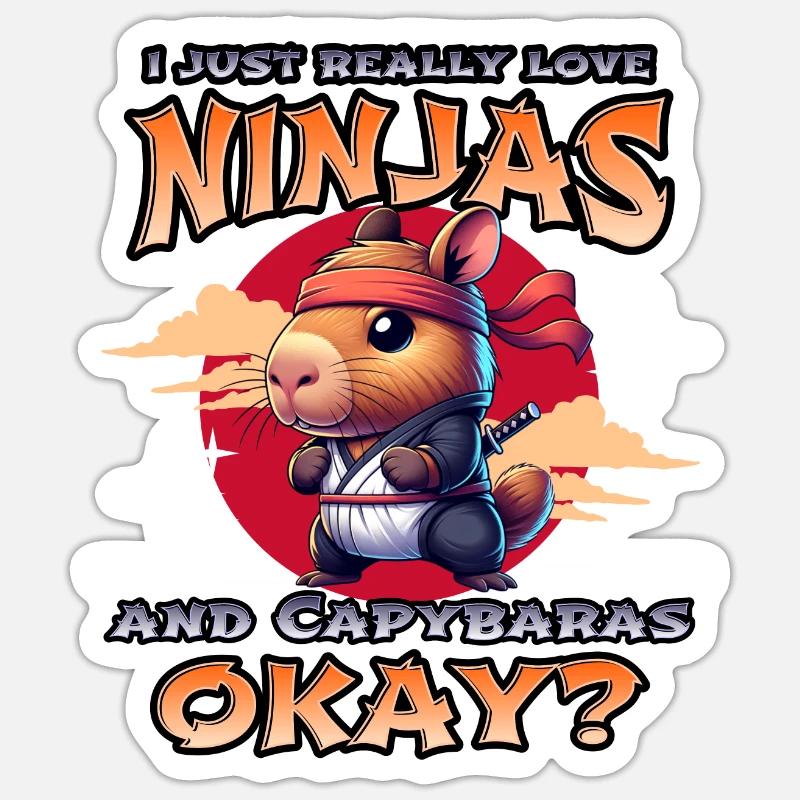 Capybara Ninja - Sticker Größe S (10 x 10 cm) - Mattweiß