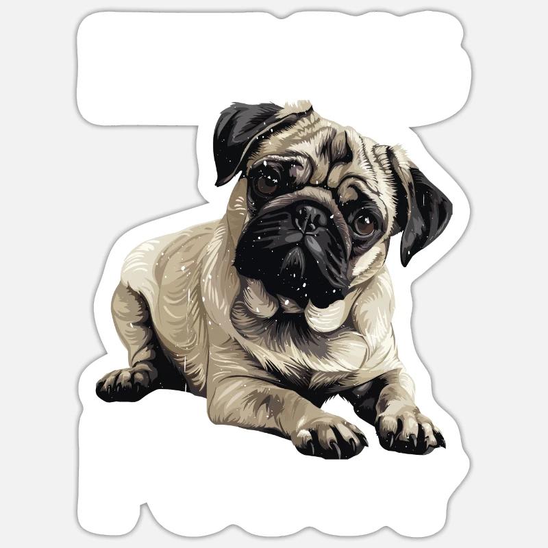Feeling Puggy 2 - Sticker size S (10 x 10 cm) - white matte
